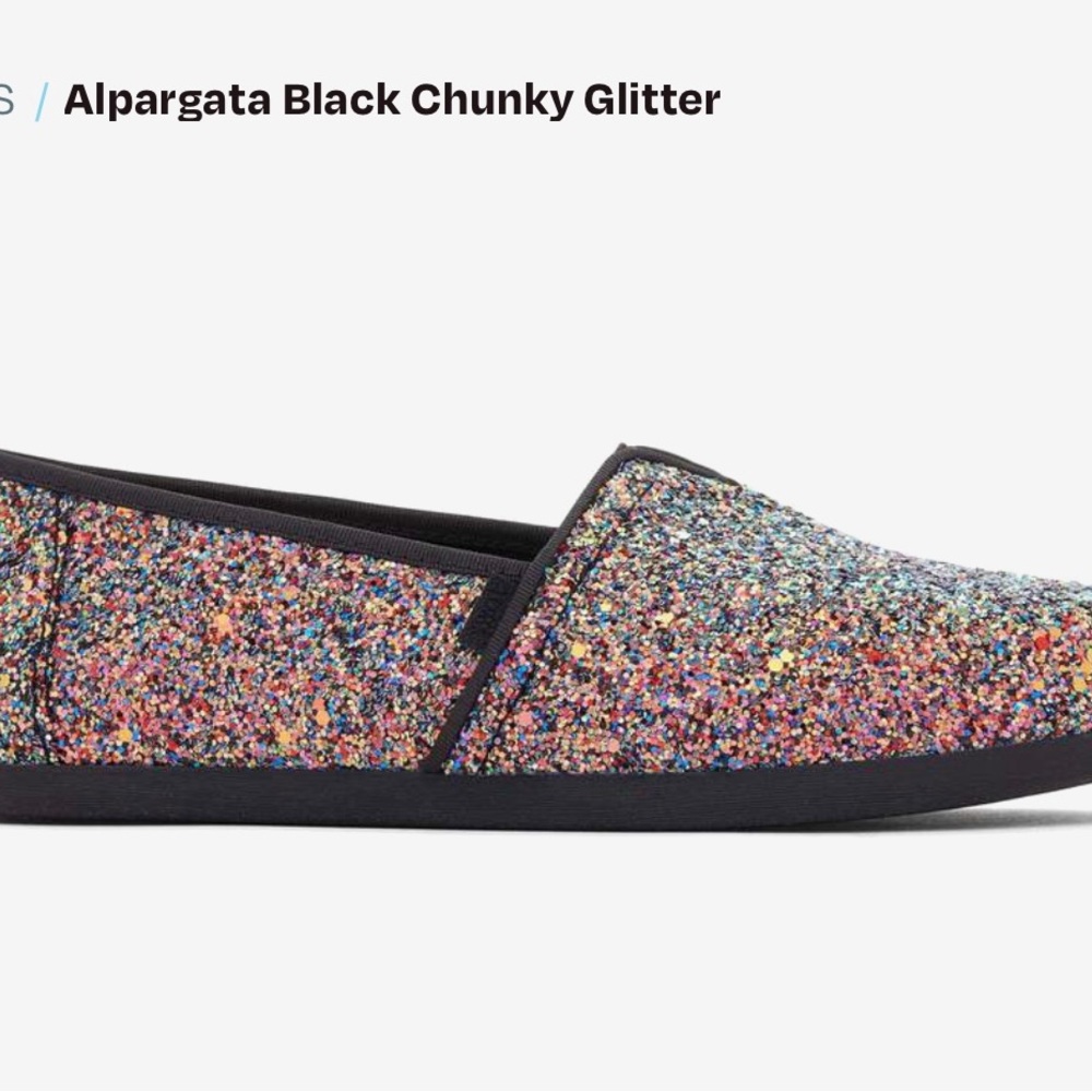 TOMS Alpergata Black Glitter Shoes - Size 8.5 US - Brand New With Tags